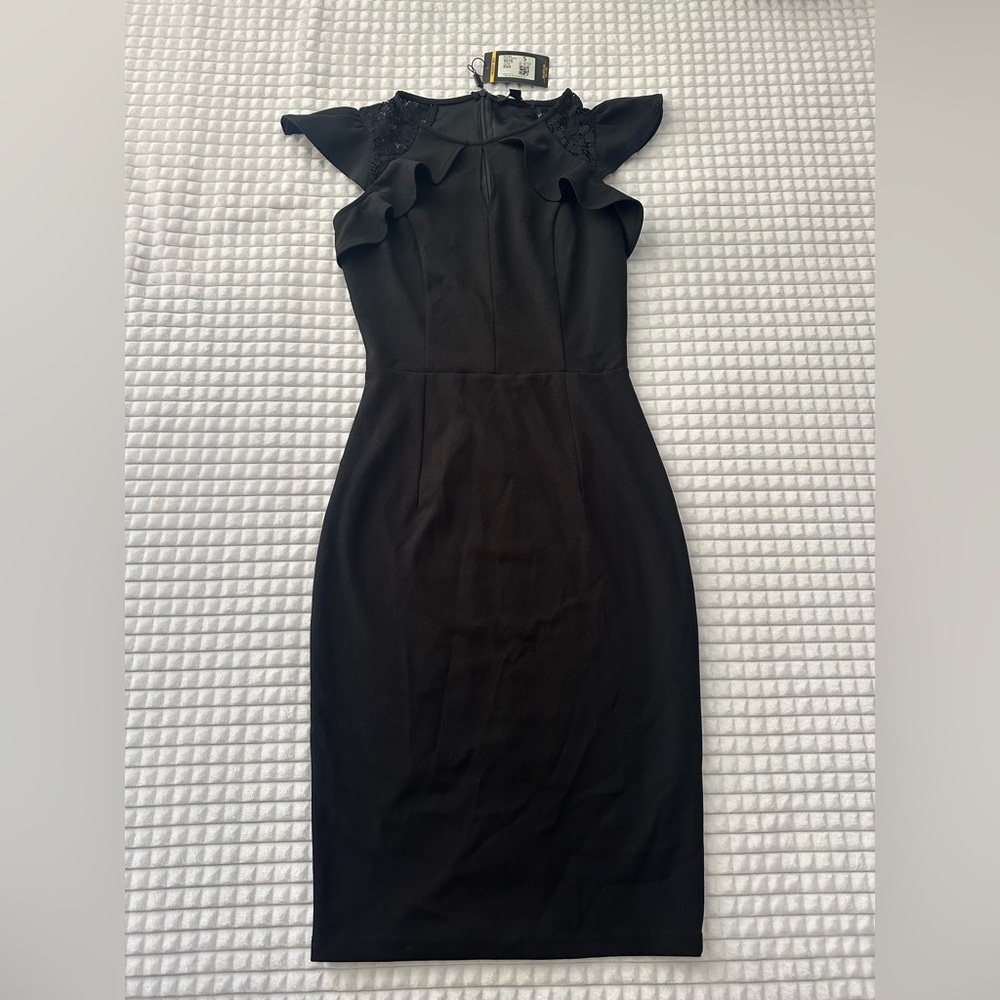 Black Off-the-Shoulder Flutter Sleeve Mini Dress